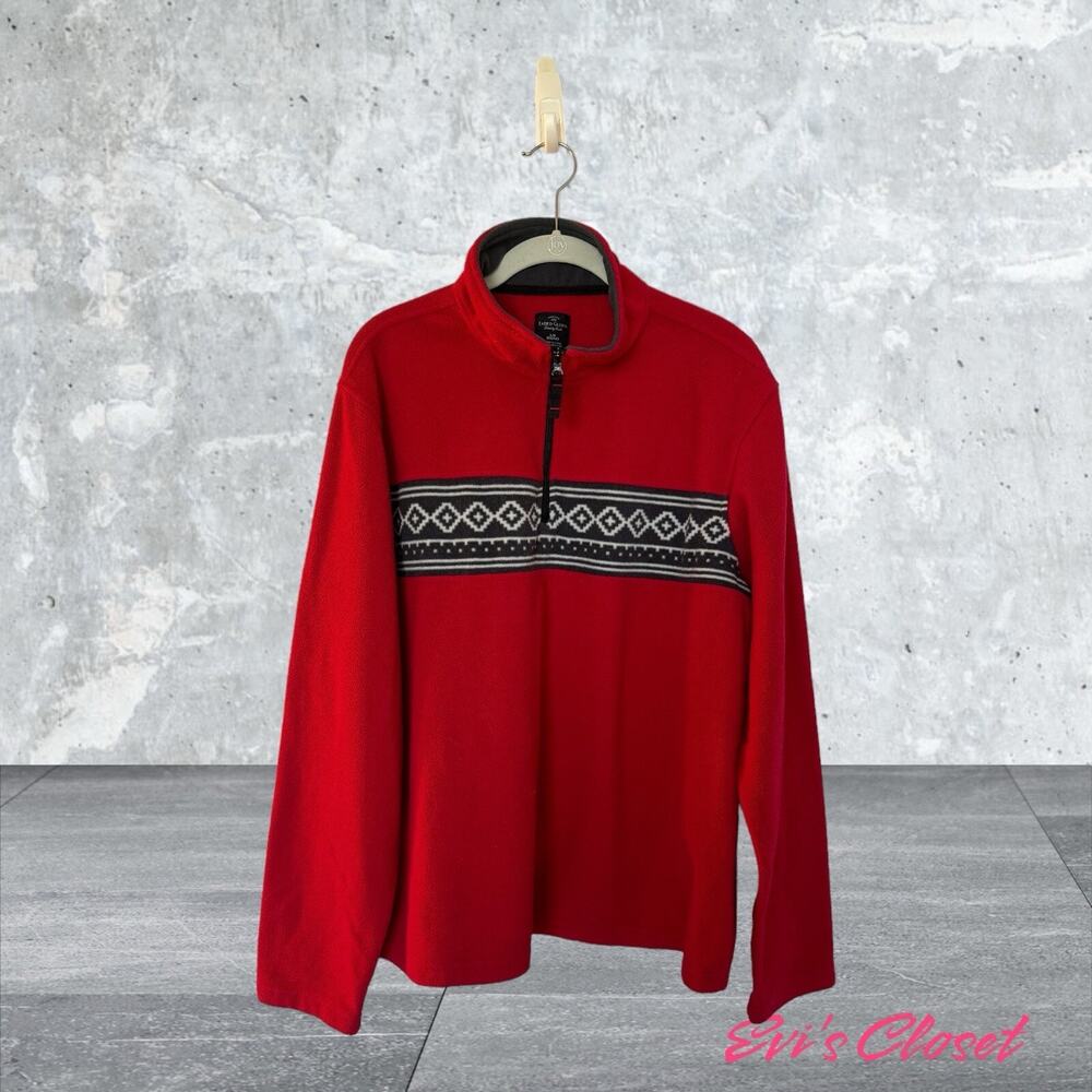 Faded Glory Women’s 1/4 Zip Pullover Sweater Red Themed Size L Casual
